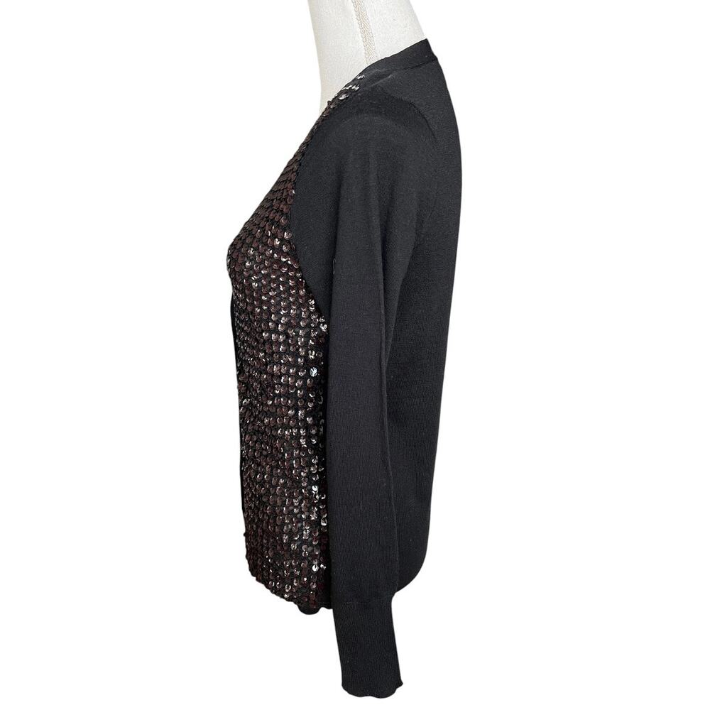 J. Crew Black sequin cardigan sweater preppy work wear office academia wool - Picture 4 of 7